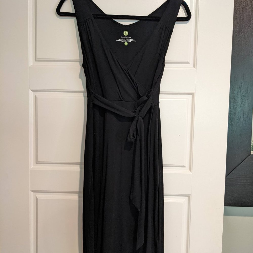 Dakini Faux Wrap Sleeveless Tie Back Dress Black M
